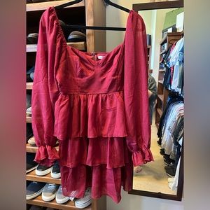 Baltic Born Thompson Tiered Short Dress | Burgundy